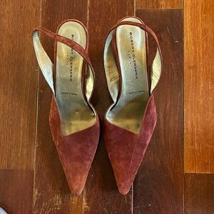 Robert Clergerie Burgundy Suede Heels 10M